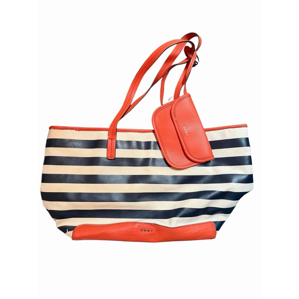 DKNY Stripe Tote Bag Matching Card Holder